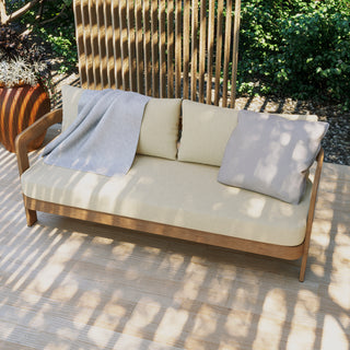 Assembly Free Sofa,,Outdoor Aluminum Sofa 3 Person Outdoor Seating Sofa, Wood Grain Veneer Sofa Set for Patio