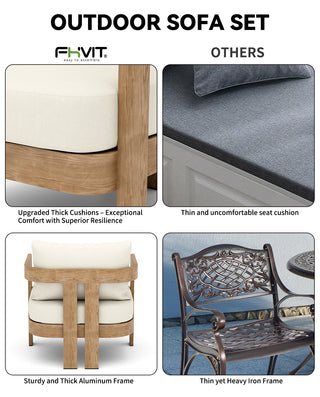 Assembly Free Chair (Set of 2), Wood Look Finish: 0% Deforestation, 100% Wood Soul, Outdoor Aluminum Chair Set, 2 Person Outdoor Club Chair, Wood Grain Veneer chairs for Patio
