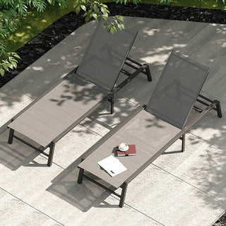 Assemble-Free Chaise Lounge Outdoor, Aluminum Outdoor Chaise Lounge , Patio Lounger Poolside Lay Flat Sunbathing Adjustable Backrest Pool Lounge Chair