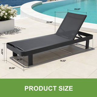 Quick-Assembly Outdoor Aluminum Chaise Lounge , Wood-Grain Veneer Chaise Lounge for Patio, Triangular Aluminum Tube Chaise Lounge