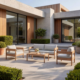 Modern Minimalist Outdoor Sofa Set of 4 with Aluminum Frame & Weather-Resistant Cushions