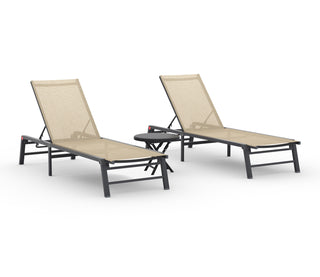Assemble-Free Chaise Lounge Outdoor, Aluminum Outdoor Chaise Lounge , Patio Lounger Poolside Lay Flat Sunbathing Adjustable Backrest Pool Lounge Chair