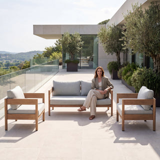 Modern Minimalist Outdoor Sofa Set of 4 with Aluminum Frame & Weather-Resistant Cushions