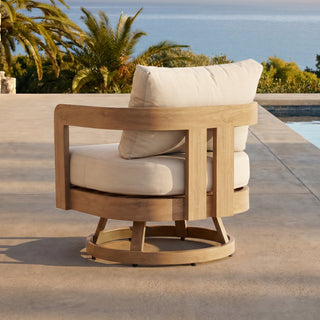 Quick Assembly Swivel Chair, Wood Look Finish: 0% Deforestation, 100% Wood Soul, Outdoor Aluminum Chair, Wood Grain Veneer Chairs for Patio