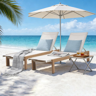 Quick-Assembly Outdoor Aluminum Chaise Lounge , Wood-Grain Veneer Chaise Lounge for Patio, Triangular Aluminum Tube Chaise Lounge
