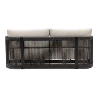 Modern Rope Woven Patio Sofa Set of 4 with Aluminum Frame and Wood Grain; Weather-Resistant Outdoor Conversation Set for Pool and Garden By FHVIT