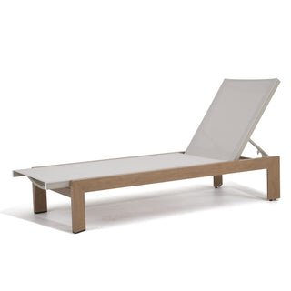 Quick-Assembly Outdoor Aluminum Chaise Lounge , Wood-Grain Veneer Chaise Lounge for Patio, Triangular Aluminum Tube Chaise Lounge