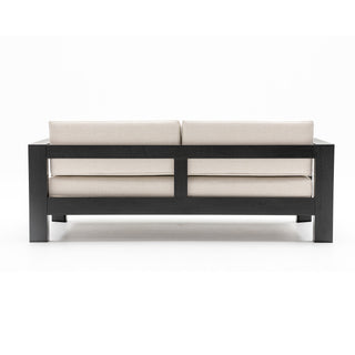 Quick-Assembly Outdoor Aluminum Sofa Set; 5 Person Outdoor Seating Sofa Set; Wood-Grain Veneer Sofa Set for Patio; Wide Armrest Triangular Aluminum Tube Sofa Set