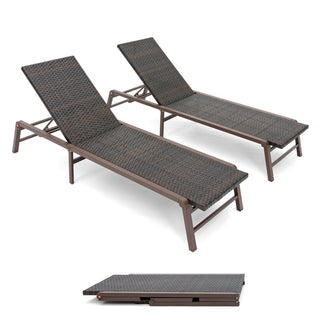 FHVIT Outdoor Chaise Lounge Set of 2, Assemble-Free Aluminum Lounge Chairs