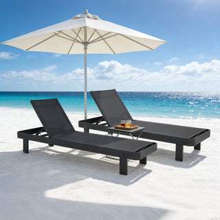 Quick-Assembly Outdoor Aluminum Chaise Lounge , Wood-Grain Veneer Chaise Lounge for Patio, Triangular Aluminum Tube Chaise Lounge