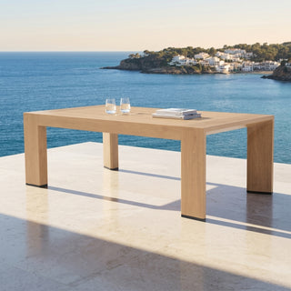 Quick-Assembly Outdoor Aluminum Coffee Table , Wood-Grain Veneer Coffee Table for Patio, Wide Armrest Triangular Aluminum Tube Coffee Table