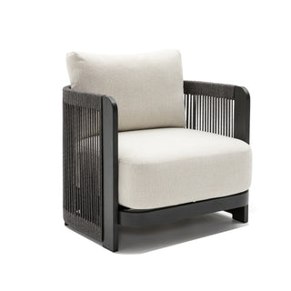 Modern Rope Woven Patio Sofa Set of 4 with Aluminum Frame and Wood Grain; Weather-Resistant Outdoor Conversation Set for Pool and Garden By FHVIT