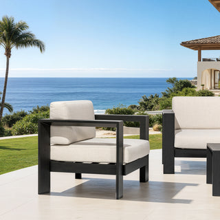 Quick-Assembly Outdoor Aluminum Sofa Set; 5 Person Outdoor Seating Sofa Set; Wood-Grain Veneer Sofa Set for Patio; Wide Armrest Triangular Aluminum Tube Sofa Set