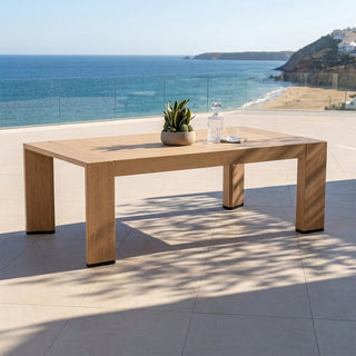 Quick-Assembly Outdoor Aluminum Coffee Table , Wood-Grain Veneer Coffee Table for Patio, Wide Armrest Triangular Aluminum Tube Coffee Table