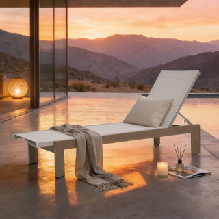 Quick-Assembly Outdoor Aluminum Chaise Lounge , Wood-Grain Veneer Chaise Lounge for Patio, Triangular Aluminum Tube Chaise Lounge
