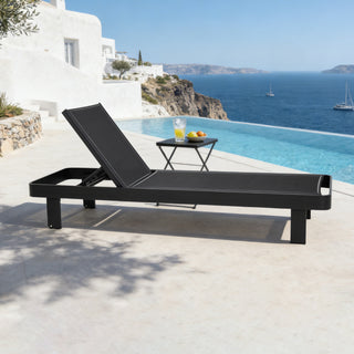 Quick-Assembly Outdoor Aluminum Chaise Lounge , Wood-Grain Veneer Chaise Lounge for Patio, Triangular Aluminum Tube Chaise Lounge