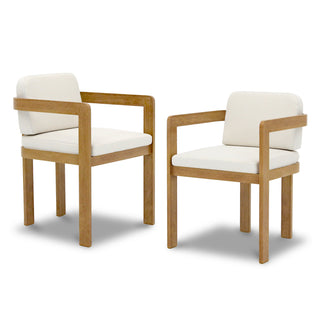 Assembly Free Dining Chair, Wood-Grain Aluminum Dining Chair, Weather-Resistant, Waterproof, UV-Resistant Ideal for Gardens, Patios, and Kitchen (Set of 2)