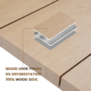 Outdoor Patio Powder-Coated Aluminum Dining Table,Wood Look Finish: 0% Deforestation, 100% Wood Soul