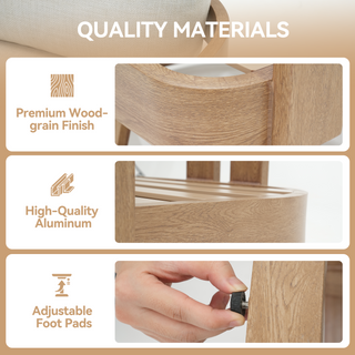 Quick Assembly Swivel Chair, Wood Look Finish: 0% Deforestation, 100% Wood Soul, Outdoor Aluminum Chair, Wood Grain Veneer Chairs for Patio