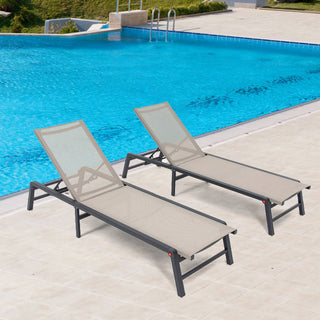 Outdoor Loungers Set of 2, Free-Assemble Poolside Chairs