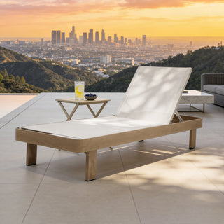 Quick-Assembly Outdoor Aluminum Chaise Lounge , Wood-Grain Veneer Chaise Lounge for Patio, Triangular Aluminum Tube Chaise Lounge