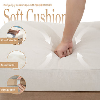 Assembly Free Ottoman, Wood Look Finish: 0% Deforestation, 100% Wood Soul, Outdoor Aluminum Ottoman, Wood Grain Veneer Ottoman for Patio