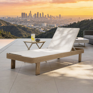 Quick-Assembly Outdoor Aluminum Chaise Lounge , Wood-Grain Veneer Chaise Lounge for Patio, Triangular Aluminum Tube Chaise Lounge