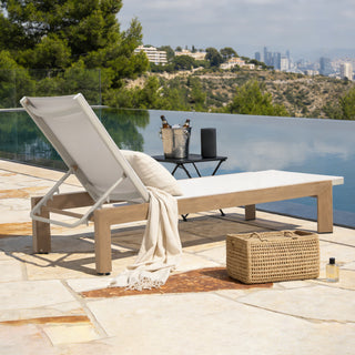 Quick-Assembly Outdoor Aluminum Chaise Lounge , Wood-Grain Veneer Chaise Lounge for Patio, Triangular Aluminum Tube Chaise Lounge