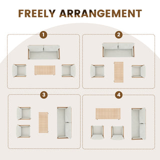 Modern Minimalist Outdoor Sofa Set of 4 with Aluminum Frame & Weather-Resistant Cushions