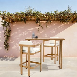 Quick-Assembly Bar Stool ,Wood-Grain Finish Aluminum Bar Stool, Weather-Resistant and Rustproof Ideal for Gardens and Patio (Set of 2)