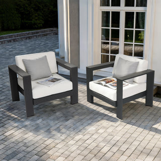 Quick-Assembly Outdoor Aluminum Sofa Set; 5 Person Outdoor Seating Sofa Set; Wood-Grain Veneer Sofa Set for Patio; Wide Armrest Triangular Aluminum Tube Sofa Set