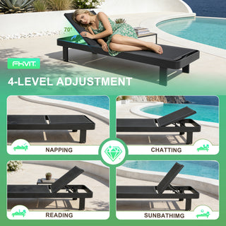 Quick-Assembly Outdoor Aluminum Chaise Lounge , Wood-Grain Veneer Chaise Lounge for Patio, Triangular Aluminum Tube Chaise Lounge