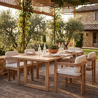Outdoor Patio Powder-Coated Aluminum Dining Table,Wood Look Finish: 0% Deforestation, 100% Wood Soul