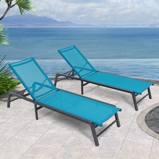 Outdoor Loungers Set of 2, Free-Assemble Poolside Chairs