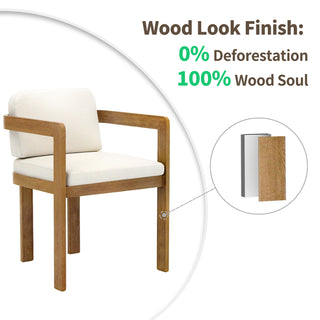 Assembly Free Dining Chair, Wood-Grain Aluminum Dining Chair, Weather-Resistant, Waterproof, UV-Resistant Ideal for Gardens, Patios, and Kitchen (Set of 2)