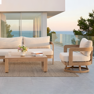 Quick Assembly Swivel Chair, Wood Look Finish: 0% Deforestation, 100% Wood Soul, Outdoor Aluminum Chair, Wood Grain Veneer Chairs for Patio
