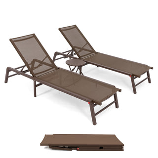 Assemble-Free Chaise Lounge Outdoor, Aluminum Outdoor Chaise Lounge , Patio Lounger Poolside Lay Flat Sunbathing Adjustable Backrest Pool Lounge Chair