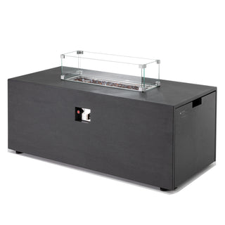 2-in-1 Outdoor Fire Pit Coffee Table, Aluminum Frame Wood Grain Surface, All-Weather Fire Table for Patio