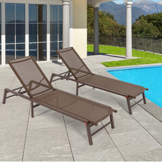 Outdoor Loungers Set of 2, Free-Assemble Poolside Chairs