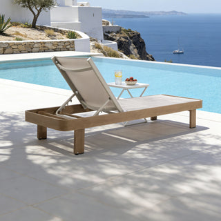 Quick-Assembly Outdoor Aluminum Chaise Lounge , Wood-Grain Veneer Chaise Lounge for Patio, Triangular Aluminum Tube Chaise Lounge