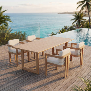 Outdoor Patio Powder-Coated Aluminum Dining Table,Wood Look Finish: 0% Deforestation, 100% Wood Soul