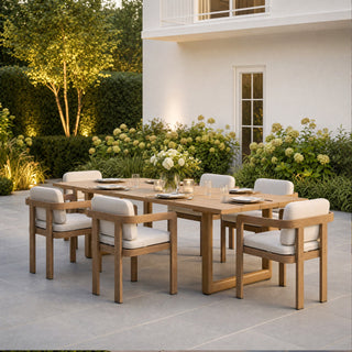 Outdoor Patio Powder-Coated Aluminum Dining Table,Wood Look Finish: 0% Deforestation, 100% Wood Soul