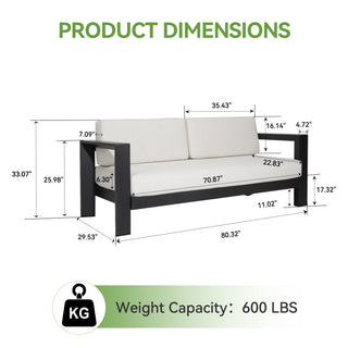 Quick-Assembly Outdoor Aluminum Sofa Set; 5 Person Outdoor Seating Sofa Set; Wood-Grain Veneer Sofa Set for Patio; Wide Armrest Triangular Aluminum Tube Sofa Set