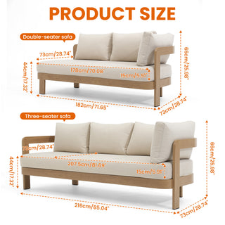 Outdoor Patio Powder-Coated Aluminum Sectional Sofa Set，Wood Look Finish: 0% Deforestation, 100% Wood Soul，Wood Grain Veneer Sectional Sofa Set for Patio