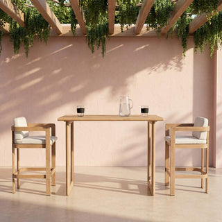 Outdoor Patio Powder-Coated Aluminum Bar Table,Wood Look Finish: 0% Deforestation, 100% Wood Soul