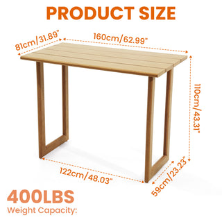 Outdoor Patio Powder-Coated Aluminum Bar Table,Wood Look Finish: 0% Deforestation, 100% Wood Soul