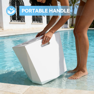 Assemble-Free Outdoor Side Table, Waterproof Plastic Pool End Table with 2 Cup Holders and 1 Tablet Holder for Patio