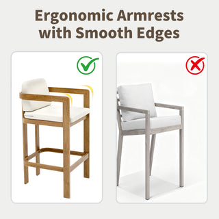 Quick-Assembly Bar Stool ,Wood-Grain Finish Aluminum Bar Stool, Weather-Resistant and Rustproof Ideal for Gardens and Patio (Set of 2)