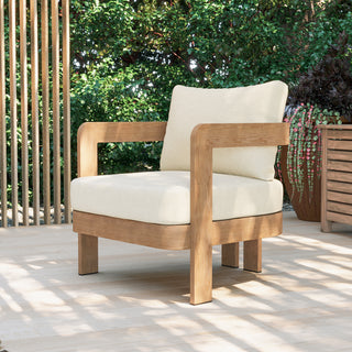 Assembly Free Chair, Wood Look Finish: 0% Deforestation, 100% Wood Soul, Outdoor Aluminum Chair, Wood Grain Veneer chairs for Patio