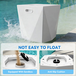 Assemble-Free Outdoor Side Table, Waterproof Plastic Pool End Table with 2 Cup Holders and 1 Tablet Holder for Patio